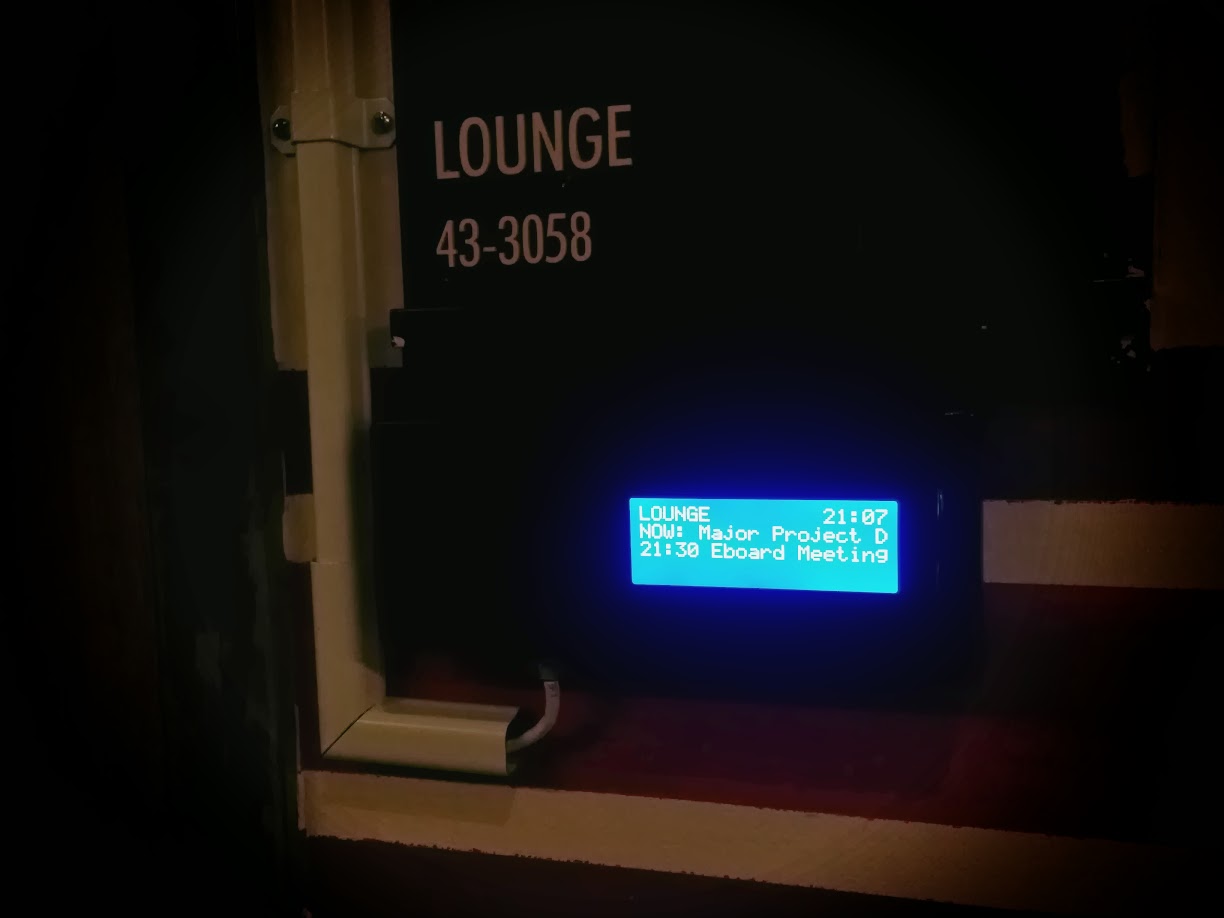 Event LCD installed outside lounge.